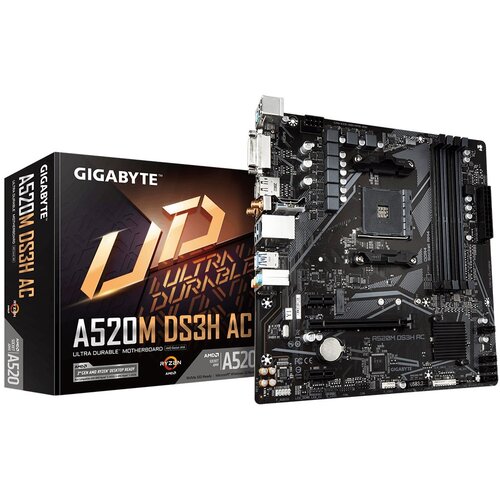 Gigabyte Matična ploča A520M, DS3H, AC, AMD, A520,AM4, 4x DDR4;1x M.2 4x USB, DVI-D, DP, HDMI, WI-FI Cijene