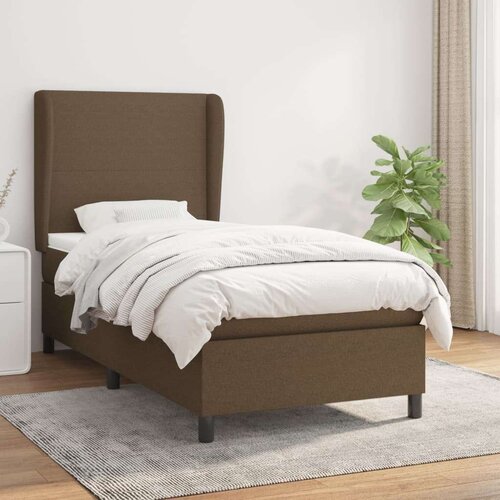  Box spring postelja z vzmetnico temno rjava 90x200 cm blago, (20899249) Slike