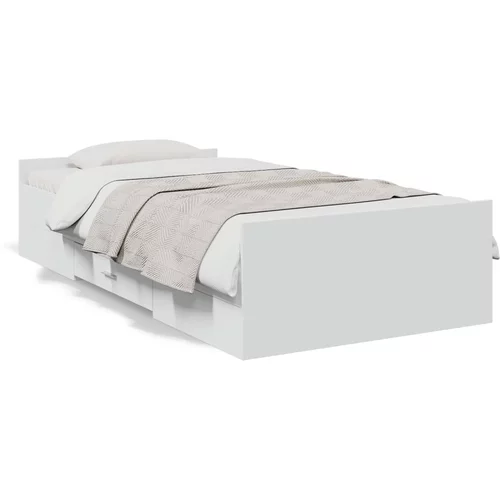  Okvir kreveta s ladicama bijeli 90 x 200 cm konstruirano drvo