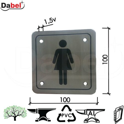 Dabel oznaka za vrata wc inox 100x150x1,5 mm ženski dp1 Cene