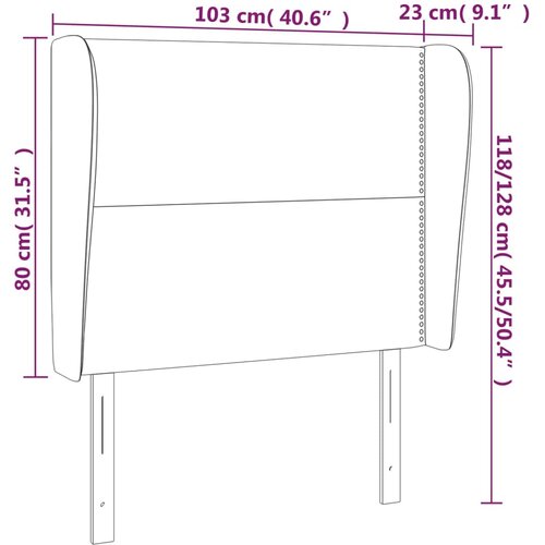  Uzglavlje s u&amp;scaron;ima plavo 103x23x118/128 cm od tkanine Slike