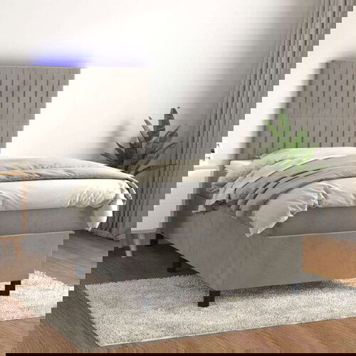  Box spring s madracem LED svjetlosivi 90x200 cm baršun Cijene