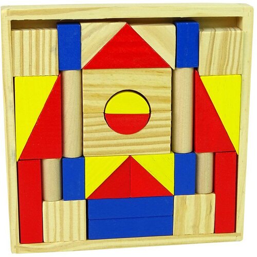 Montessori set drvenih blokova za gradnju kuće/dvorca, &amp;scaron;areni Slike