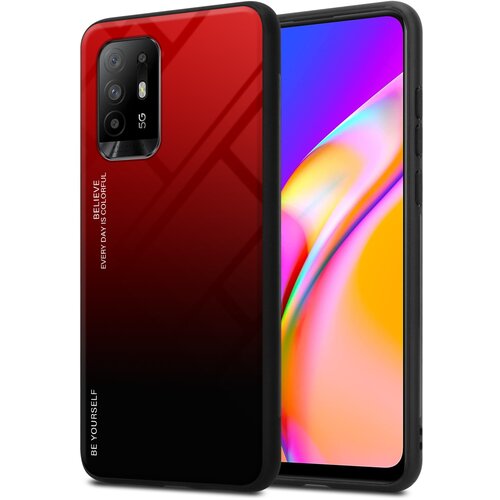Cadorabo Ohi&scaron;je, združljiv z OPPO v rdeči barvi - črni - dvobarvni za&scaron;čitni pokrov iz silikona TPU in hrbta iz kaljenega stekla, (20589785) Cene