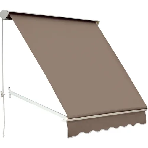Outsunny zložljiva tenda 180 × 70 cm z naklonom 0-120°, aluminijasta in na UV-žarke odporna poliestrska zunanja spuščena tenda, rjava, (20744483)