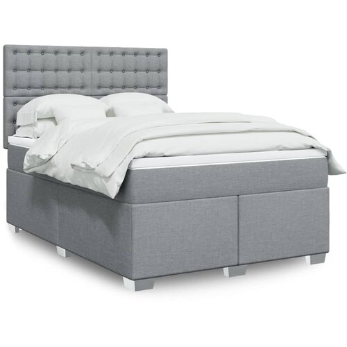VidaXL Krevet box spring s madracem svjetlosiva 160x200 cm tkanina Slike