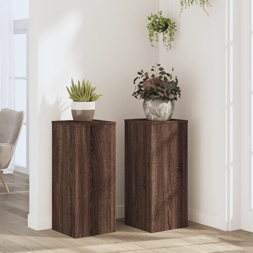 Furnova Stojalo za rastline 2 kosa rjavi hrast 30x30x70 cm inž. les, (21921505) Slike