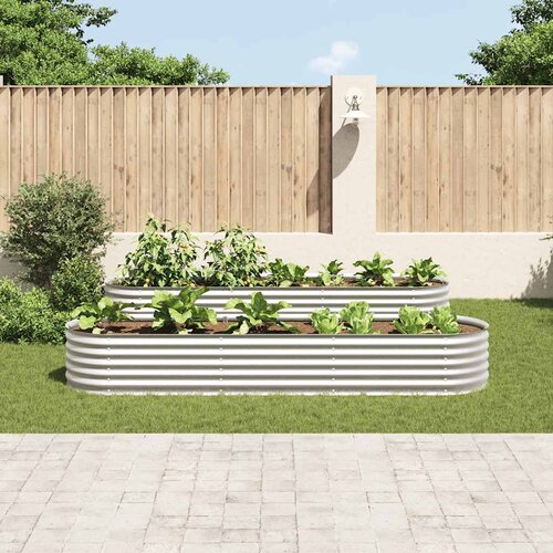 Vrtna sadilica od pocinčanog čelika 320 x 80 x 44 cm srebrna Slike