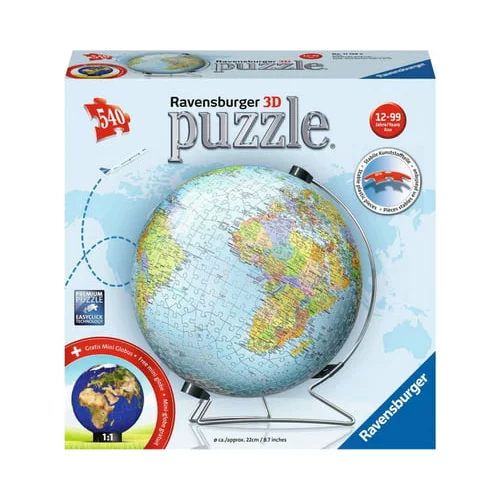 Ravensburger Puzzle - 3D Puzzle Ball - Globus v nemščini, 540 delov