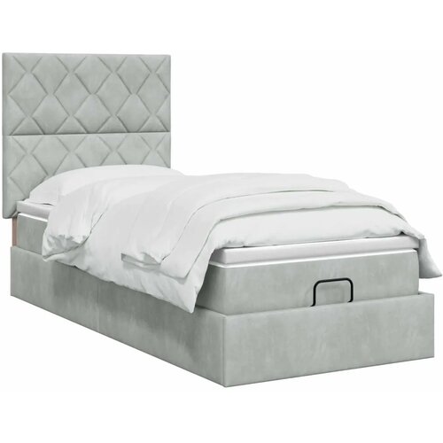  Krevet od pjene s madracem i LED-om Svjetlosiva 90 x 190 cm - Svjetlosiva 90 x 190 cm Dizajn s rombovima Cijene