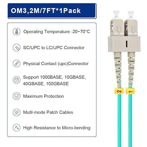  FO LC/UPC - SC/UPC MM OM3 DX LSZH Aqua 2.0mm 4769 Cene