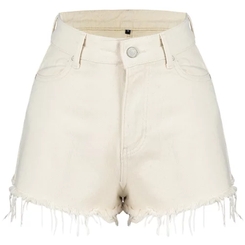 Trendyol Ecru Plain Short Denim 100% Cotton Shorts & Bermuda