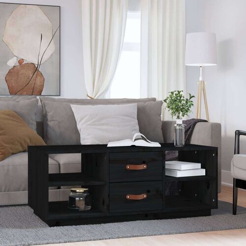  Stolić za kavu crni 100 x 50 x 41 cm od masivne borovine Slike
