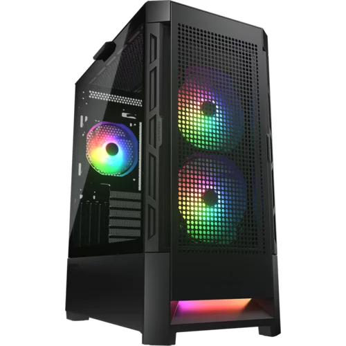 Cougar | Case Airface RGB Black | PC Case | Mid Tower / Mesh Front Panel / 2 x 140mm ARGB Fans / 1x 120mm ARGB Fan / TG Left Panel / Black - CGR-5ZD1B-AIR-RGB