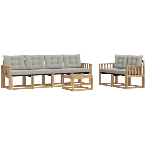 vidaXL Zunanja garnitura za sedenje 7 pcs Bela in svetlo siva, (5000269267) Cene