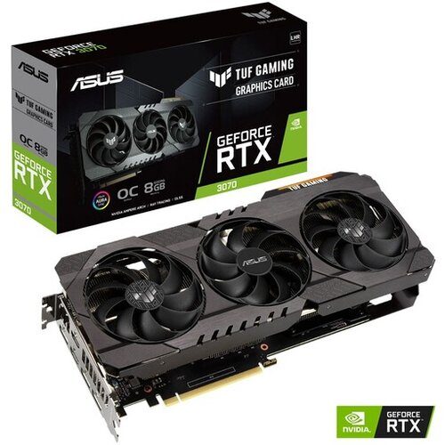 Asus TUF Gaming GeForce RTX 3070 V2 OC 8GB GDDR6 (90YV0FQI-M0NA00) RGB LHR gaming grafična kartica Slike