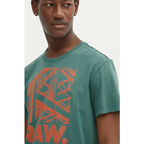 G-star Raw Bombažna kratka majica moška, zelena barva, D24685-C506
