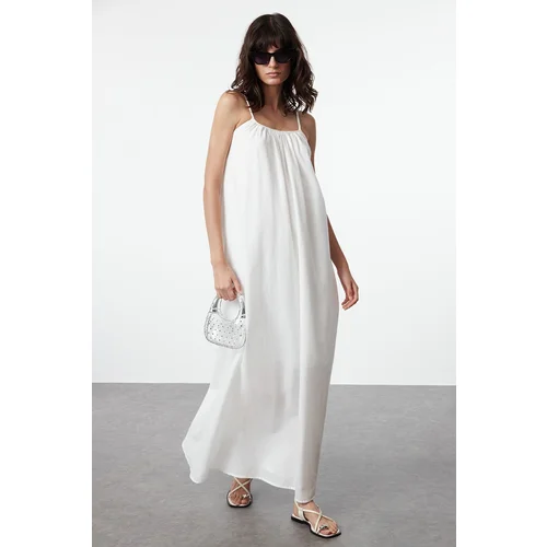 Trendyol White Casual/Wide Pattern Plain Backless Maxi Woven Dress