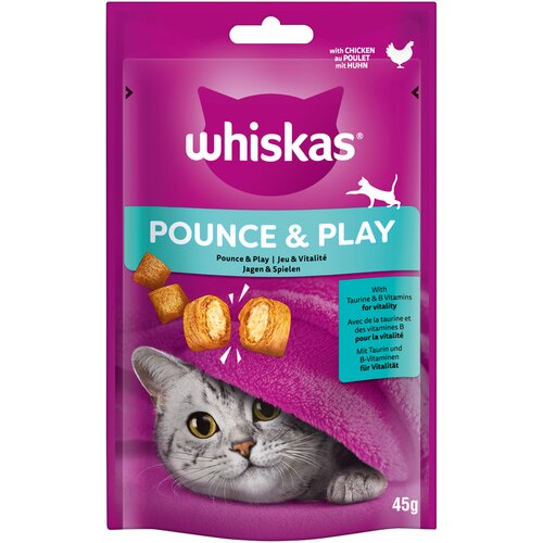 Whiskas Snacks Pounce &amp;amp; Play - Piletina (8 x 45 g) Slike