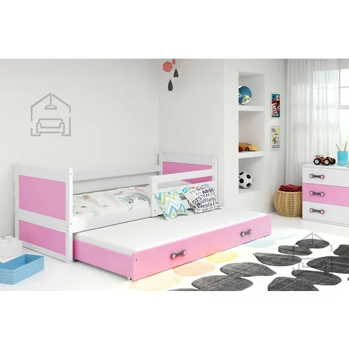 BMS Group Otroška postelja Rico z dodatnim ležiščem - 90x200 cm - bela/roza
