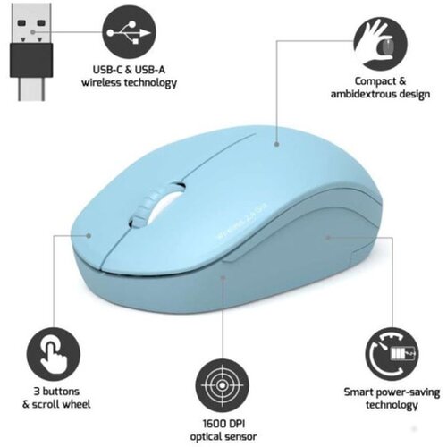 Port Designs Port mi&scaron; OFFICE bežični USB-A/USB-C,svijetlo-plava 900544 Cijene