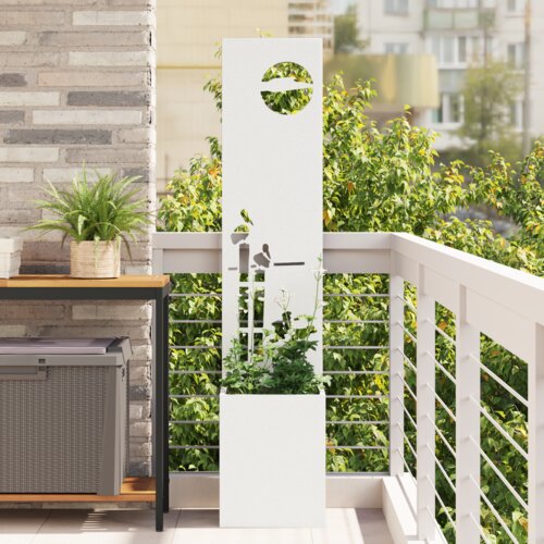 vidaXL Vrtni Sadič s Dekorativnom Pločom Bijela 32 x 140 cm Cijene