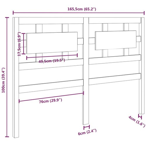 Uzglavlje za krevet boja meda 165,5x4x100 cm masivna borovina Slike