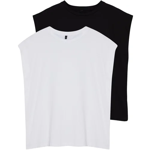 Trendyol Black-White 2 Pack 100% Cotton Sleeveless Knitted T-Shirt