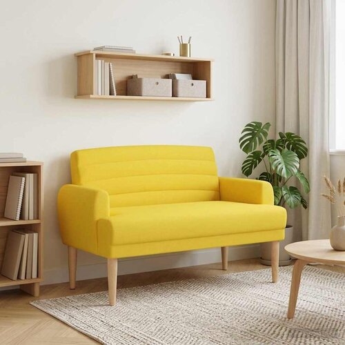 vidaXL Ljubavni kauč s gumbima Svijetlo žuta 116 x 67 x 80 cm Tkanina Cene