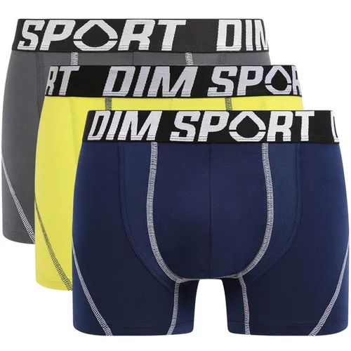 DIM SPORT COTTON STRETCH BOXER 3x - Men's sports boxers 3 pcs - yellow - blue - black