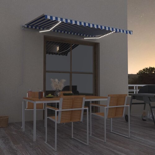 Tenda ročno zložljiva tenda z led lučmi 300x250 cm modra in bela Cene