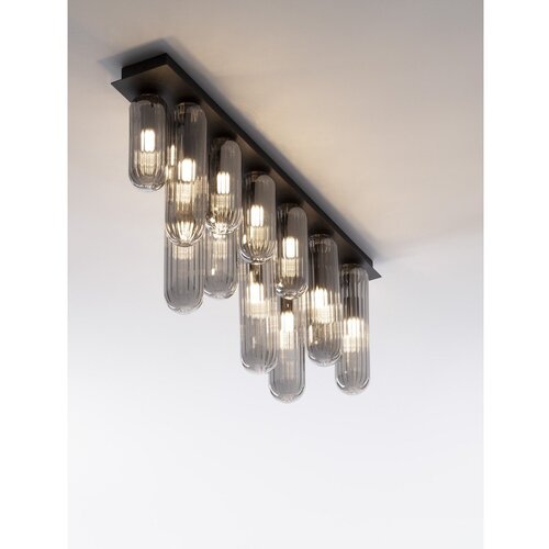 Nova Luce Siva steklena stropna svetilka s steklenim senčilom 10x72 cm Gustave &amp;ndash; Slike