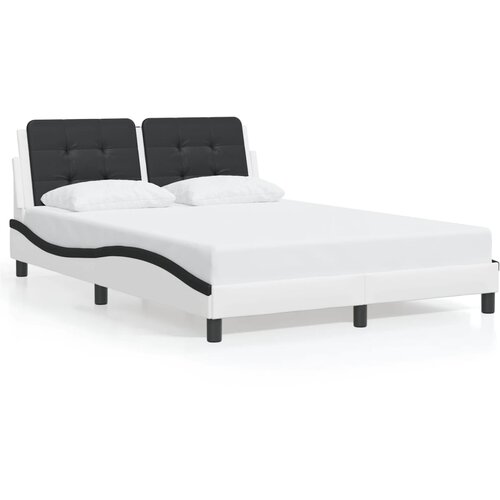  The Living Store Posteljni okvir z LED lučkami belo črn 140x190 cm umetno usnje - Posteljni Okvir, (21531690) Cene