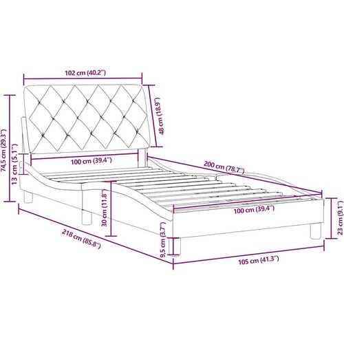 VidaXL okvir za krevet s uzglavljem plavi 100x200 cm bar&amp;scaron;unasti Slike