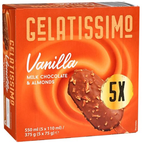  Sladoled GELATISSIMO vanila čokolada i badem 5x110ml Slike