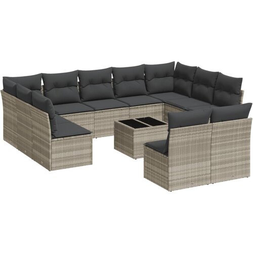vidaXL 12-dijelni set vrtnih sofa poliratan s jastucima svijetlosivi Cijene