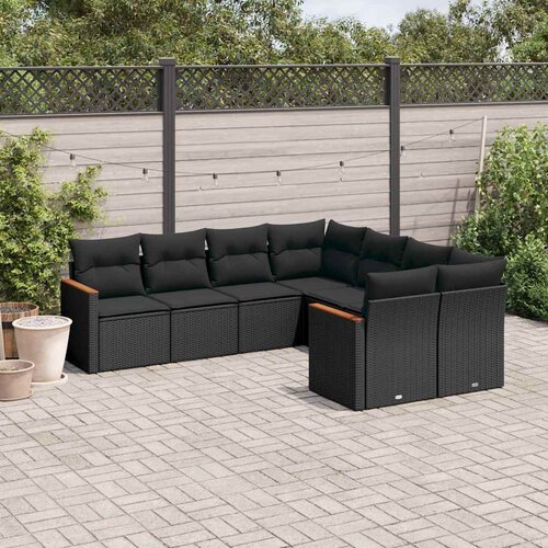 8-dijelni set vrtnih sofa od poliratana s jastucima crni Cijene
