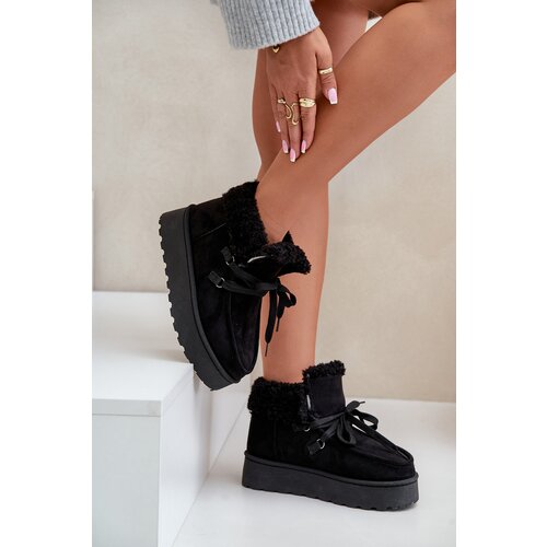 FR1 Women&amp;#039;s Lace-Up Snow Boots with Thick Sole Black Loso Slike