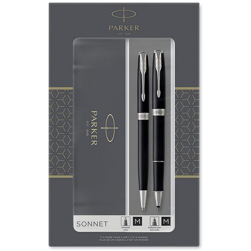 Parker poklon SET Sonet Black Mat CT - Hemijska olovka + Roler Cene