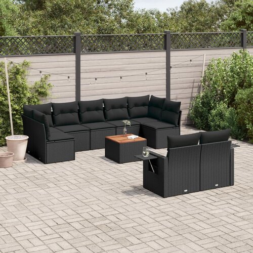 vidaXL 10-dijelni set vrtnih sofa s jastucima crni od poliratana Cijene