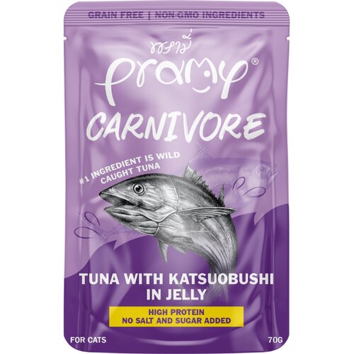 Pramy Cat Carnivore tuna s preljevom od katsuobushia u želeu 70 g Cijene