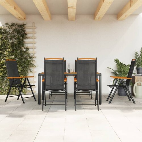  7-dijelni vrtni blagovaonski set crno-smeđi aluminijski Cijene