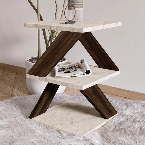 Hanah home pomoćni sto Albeni, 29,6 cm, travertin / orah Cene