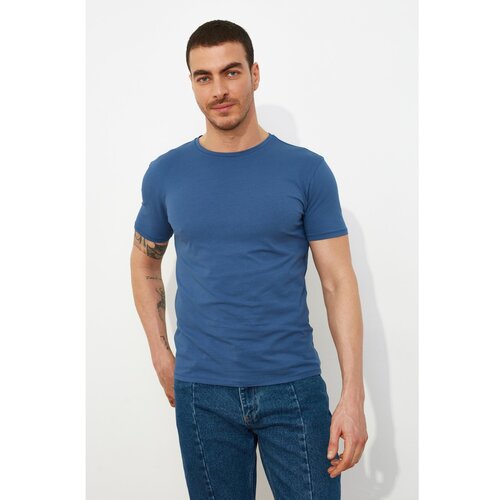 Trendyol Indigo Basic mu&amp;scaron;ka ogrlica za bicikl kratkih rukava mi&amp;scaron;ića fit majica plava Slike