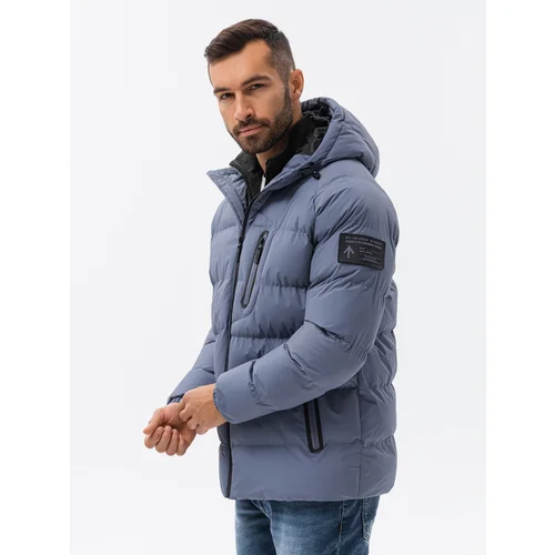 Ombre Heavily insulated quilted men's jacket with raglan sleeves - extinguished purple