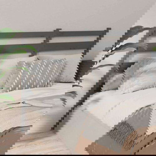  Posteljno vzglavje sivo 126x4x100 cm trdna borovina, (20643837) Cene