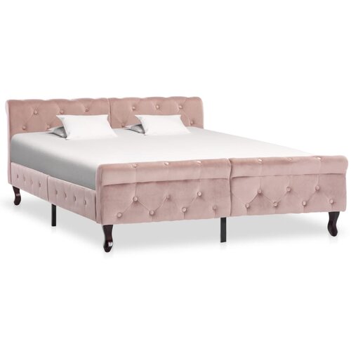 VidaXL Posteljni okvir roza žamet 140x200 cm Slike