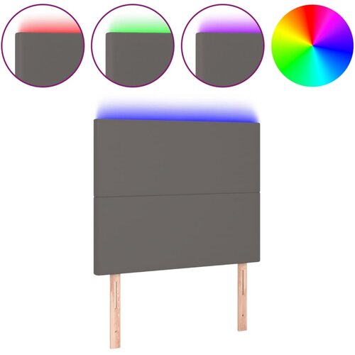 VidaXL LED posteljno vzglavje sivo 80x5x118/128 cm umetno usnje, (20951943) Slike