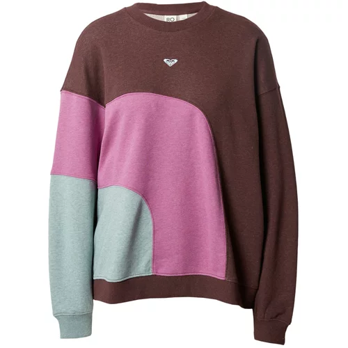 Roxy Sweater majica 'HAPPY DAIZE' čokolada / pastelno zelena / roza