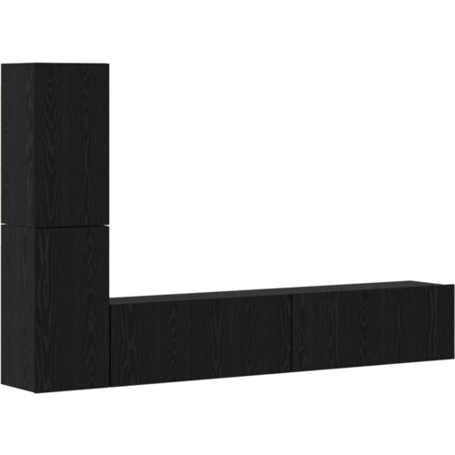 VidaXL TV Kabinet za Zid s policom s pohranom s vratima 4 pcs Crni hrast Konstruirano drvo Slike